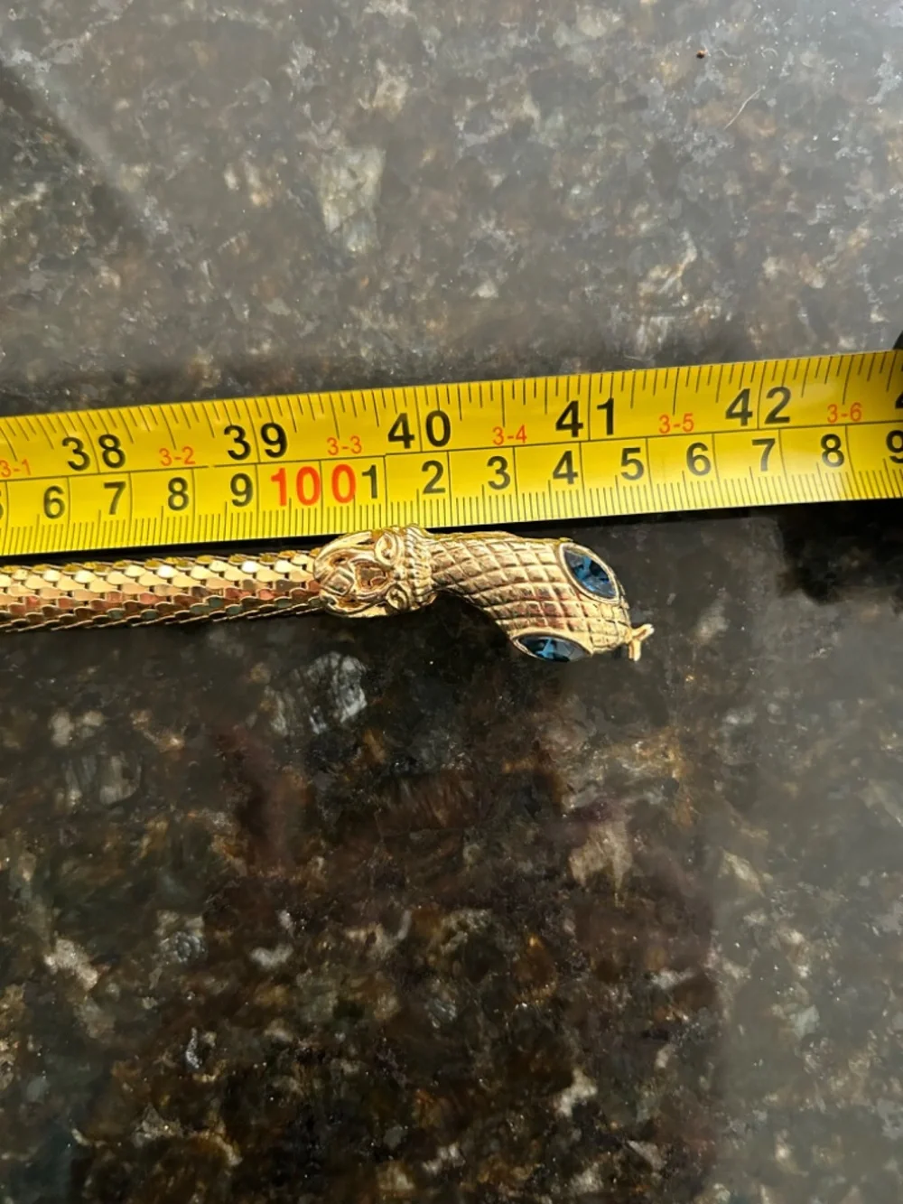 DL AULD Vintage Gold Mesh Snake Belt or Necklace - Blue Eyes c1970-80’s